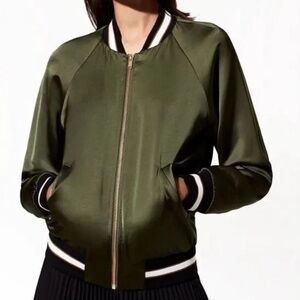 Babaton Chelsey bomber jacket in green - size XS